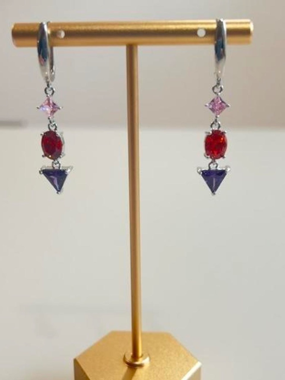 18K White Gold Plated Crystal Drop Earrings - NWOT